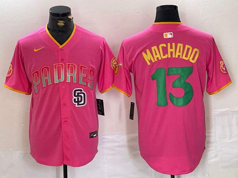 Men San Diego Padres #13 Machado Pink Jointly 2024 Nike MLB Jersey style 8->san diego padres->MLB Jersey